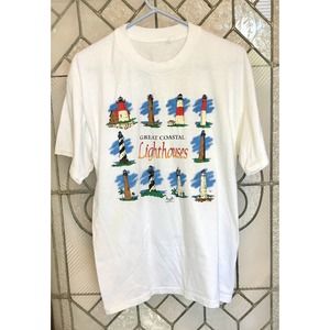 Coastal Lighthouse Graphic Tee 1997 Size M Made in USA